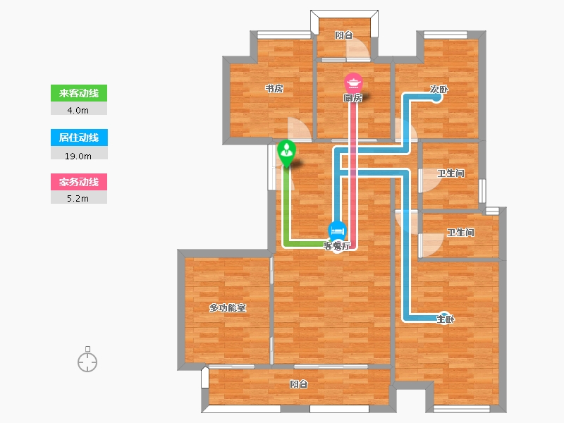 重庆-重庆市-新城金樾府洋房17栋,洋房18栋套内120m2-96.24-户型库-动静线