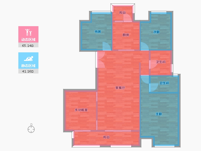 重庆-重庆市-新城金樾府洋房17栋,洋房18栋套内120m2-96.24-户型库-动静分区