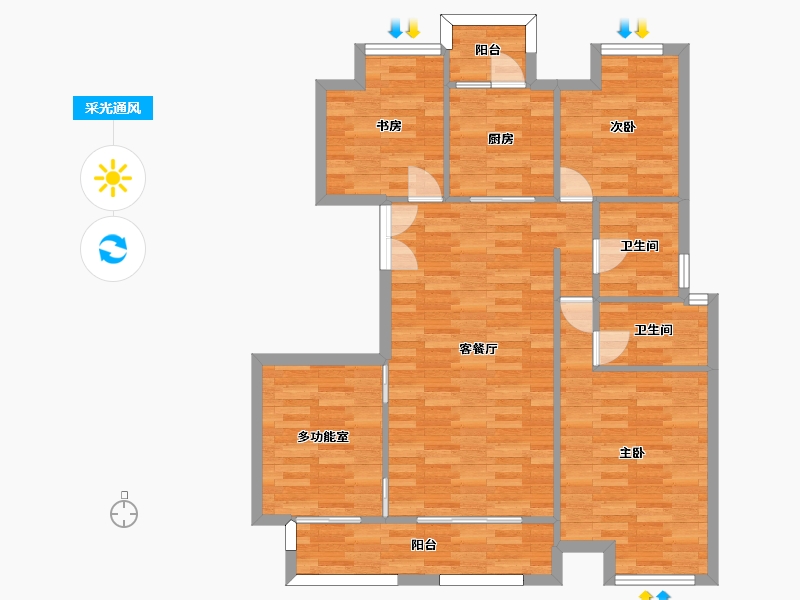 重庆-重庆市-新城金樾府洋房17栋,洋房18栋套内120m2-96.24-户型库-采光通风