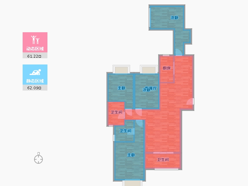 重庆-重庆市-旭辉江山青林半2号地洋房5号楼,2号地块4号楼,2号地块洋房8号楼,2号地块1号楼-109.06-户型库-动静分区