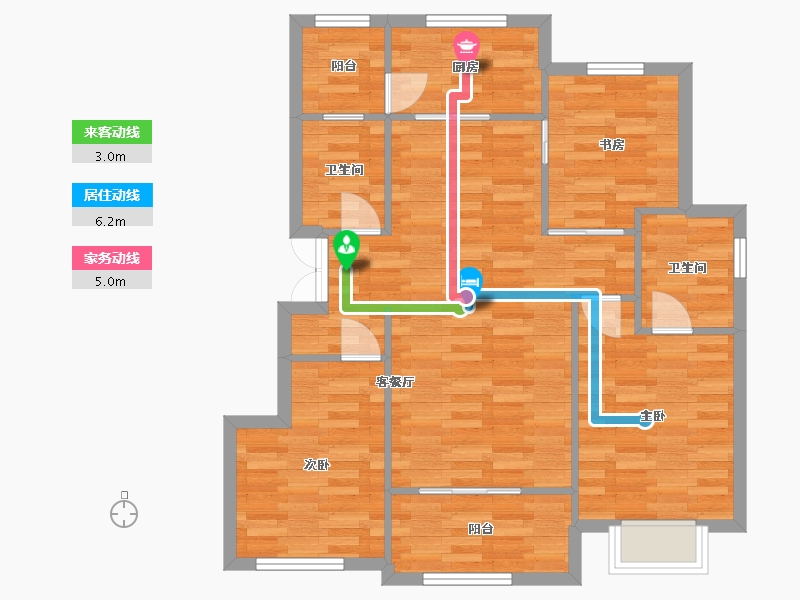 重庆-重庆市-阳光100阿尔勒高层G1栋,建面99m2套内82m2-81.83-户型库-动静线