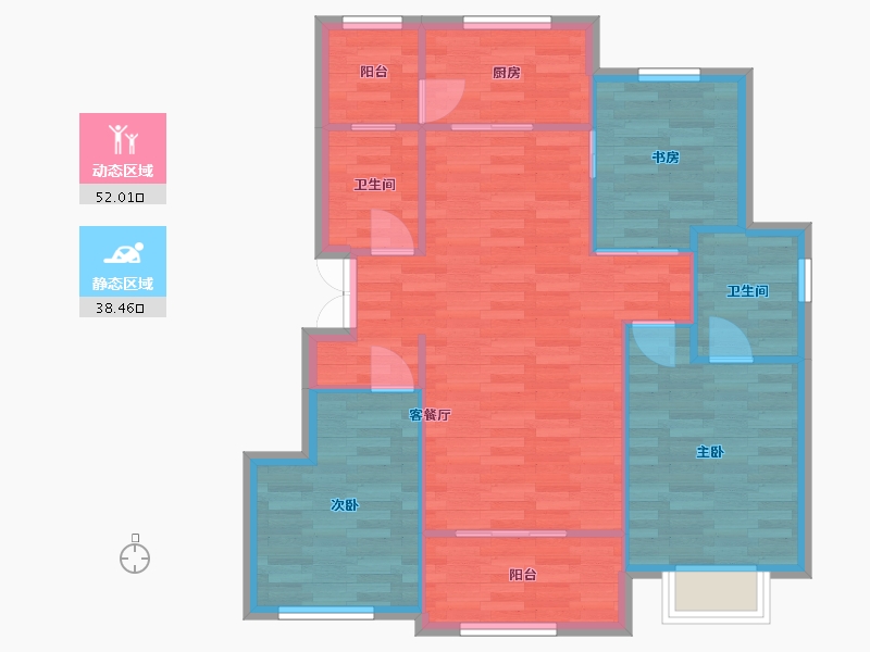 重庆-重庆市-阳光100阿尔勒高层G1栋,建面99m2套内82m2-81.83-户型库-动静分区