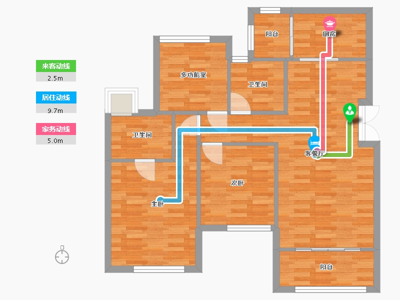 重庆-重庆市-阳光100阿尔勒建面98m2套内87m2-80.34-户型库-动静线