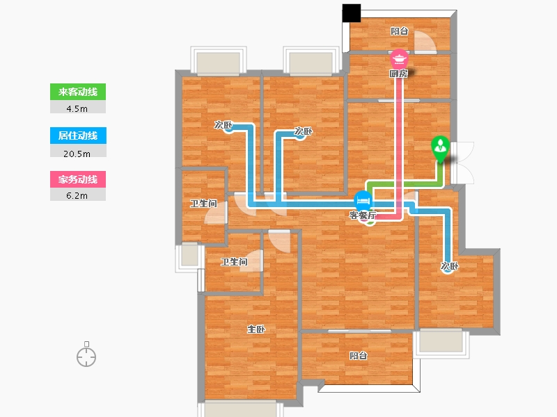 重庆-重庆市-旭辉江山青林半2号地块4号楼,2号地块洋房8号楼,2号地块1号楼,洋房1号楼,7-106.95-户型库-动静线