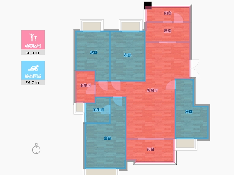 重庆-重庆市-旭辉江山青林半2号地块4号楼,2号地块洋房8号楼,2号地块1号楼,洋房1号楼,7-106.95-户型库-动静分区