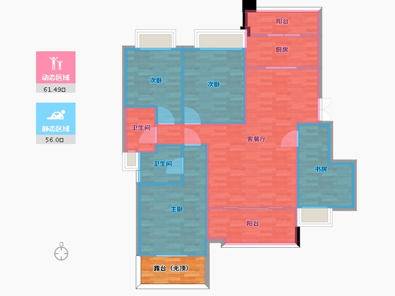 重庆-重庆市-旭辉江山青林半2号地洋房5号楼,2号地块4号楼,2号地块洋房8号楼,2号地块1号楼-112.00-户型库-动静分区