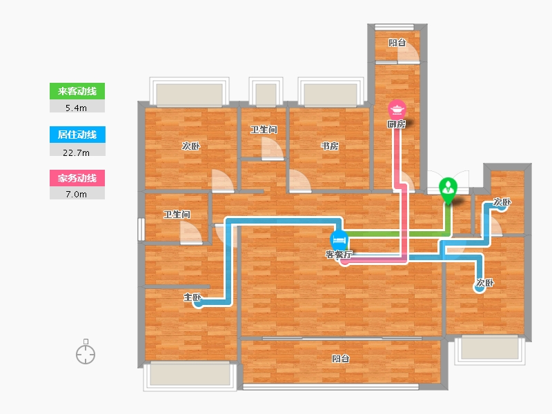 重庆-重庆市-北辰悦来壹号3期5号楼,3期9号楼,3期3号楼套内116㎡-113.28-户型库-动静线