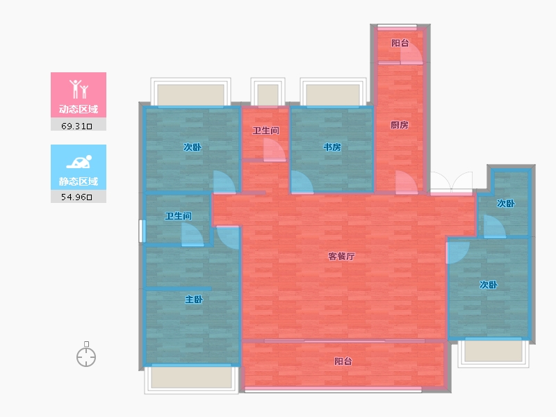 重庆-重庆市-北辰悦来壹号3期5号楼,3期9号楼,3期3号楼套内116㎡-113.28-户型库-动静分区