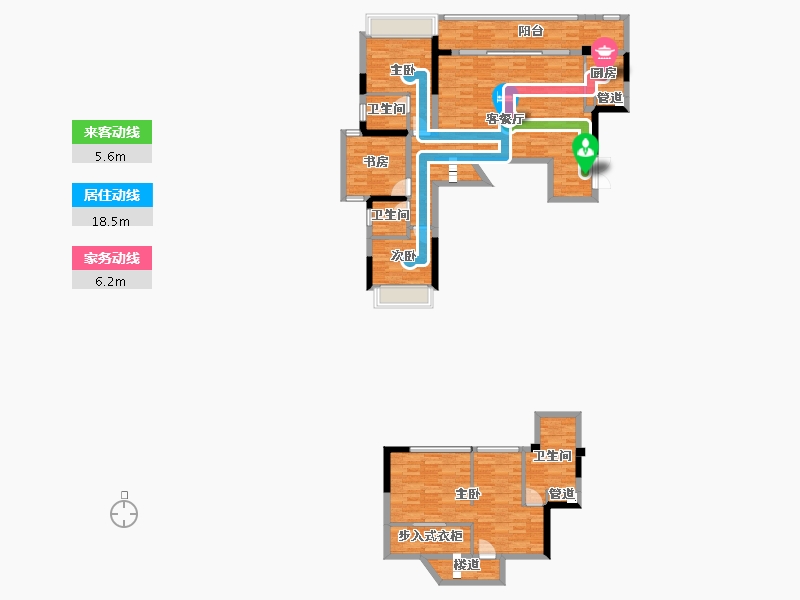 重庆-重庆市-御璟悦来二期6,7,1,4号楼,三期1,6号楼套内110m²-127.87-户型库-动静线