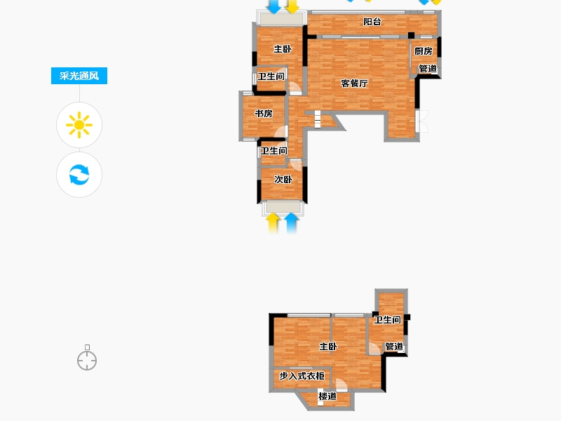 重庆-重庆市-御璟悦来二期6,7,1,4号楼,三期1,6号楼套内110m²-127.87-户型库-采光通风