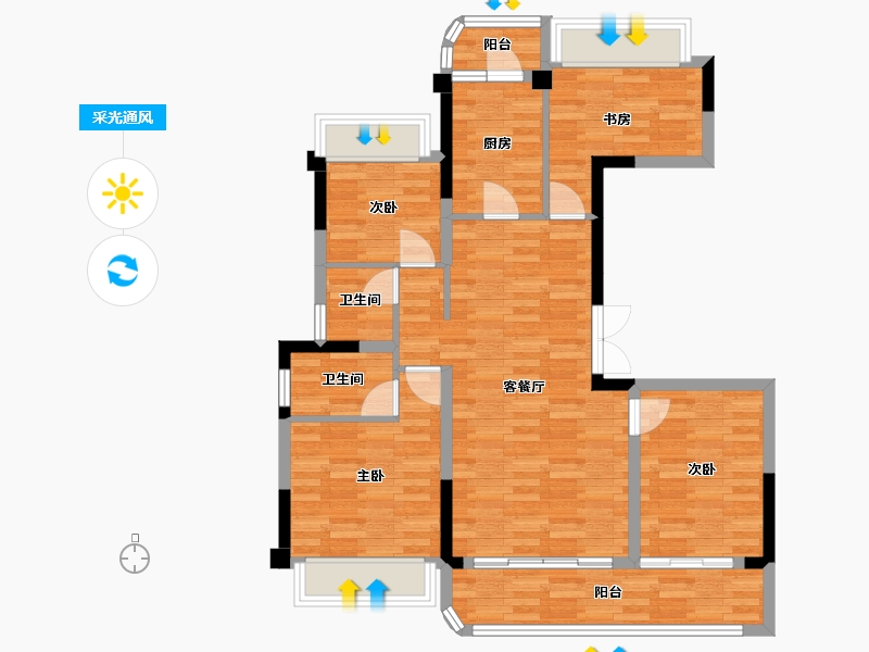 重庆-重庆市-御璟悦来二期2号楼,二期5号楼套内93m²-87.18-户型库-采光通风