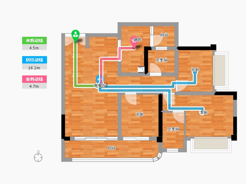 重庆-重庆市-御璟悦来三期1号楼套内83m²-77.16-户型库-动静线