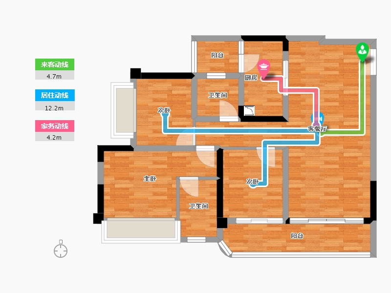 重庆-重庆市-御璟悦来二期6号楼套内84m²-78.46-户型库-动静线