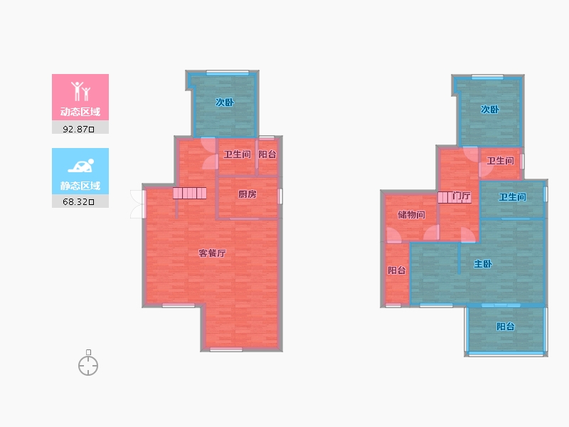 重庆-重庆市-协信星澜汇214地块洋房6号楼,214地块洋房9号楼套内108m2-145.70-户型库-动静分区