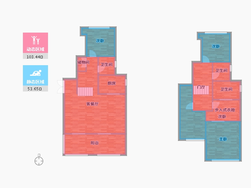 重庆-重庆市-协信星澜汇214地块洋房6号楼,214地块洋房9号楼套内115m2-142.10-户型库-动静分区