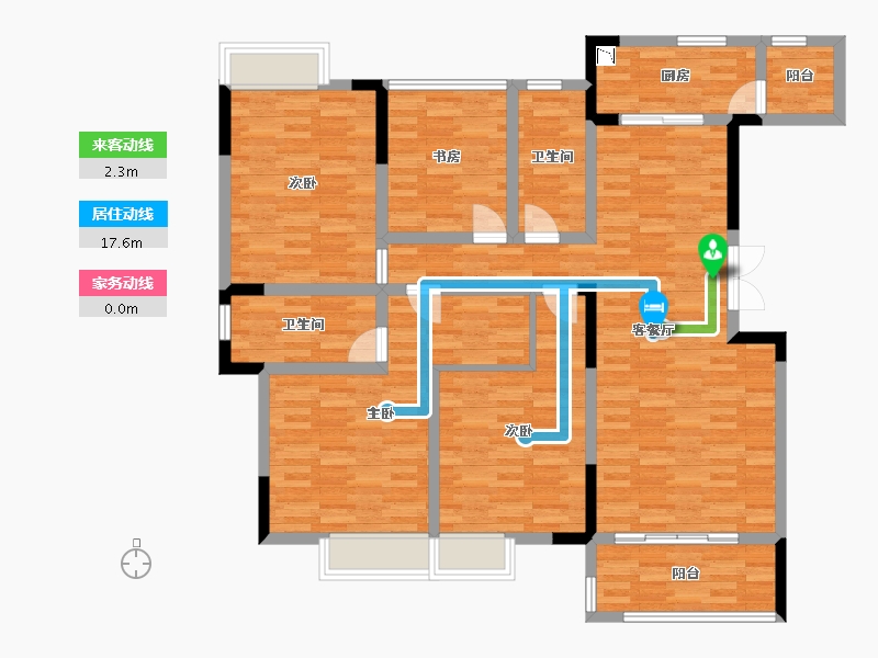 重庆-重庆市-中伦金海岸7号楼,8号楼,9号楼套内127m²-122.48-户型库-动静线