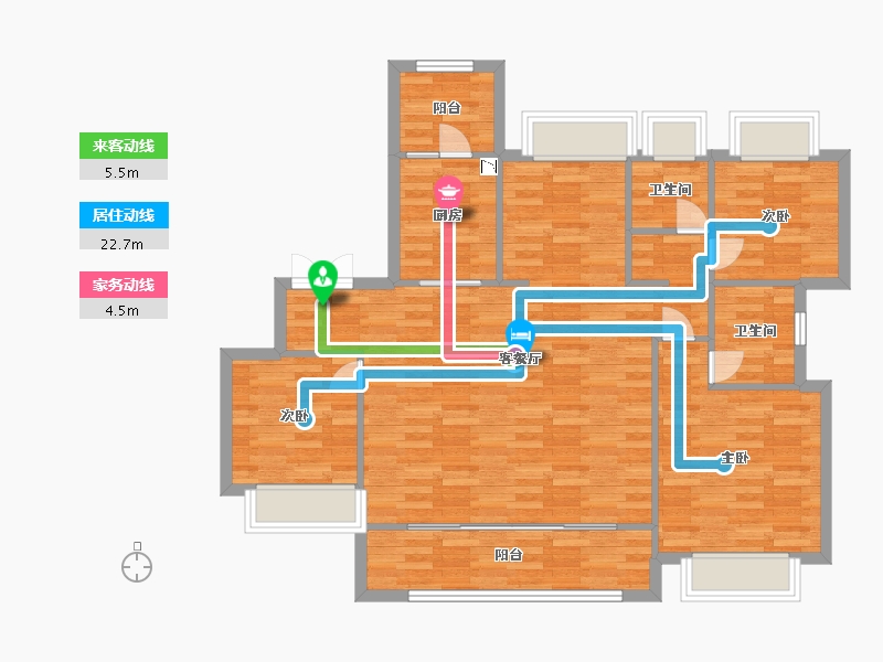 重庆-重庆市-中央雲璟7号地块1号楼套内101m²-101.00-户型库-动静线