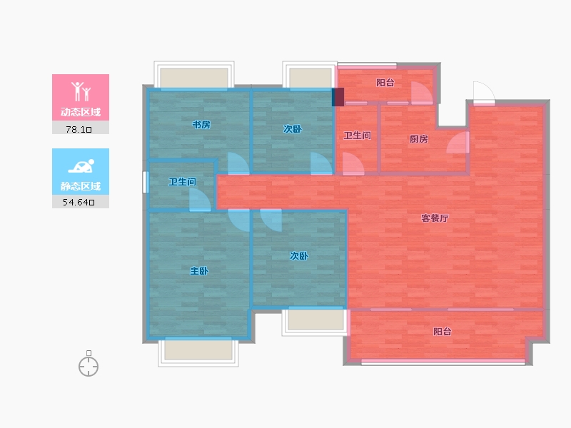 重庆-重庆市-雅居乐富春山居H5号楼套内121m²-122.05-户型库-动静分区