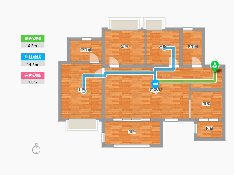 重庆-重庆市-雅居乐富春山居高层E2号楼,F4号楼,F1号楼,F2号楼套内98m²-90.24-户型库-动静线