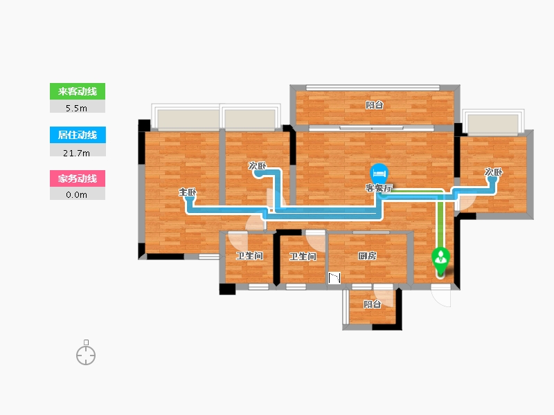 重庆-重庆市-阳光城未来悦1期1号楼,1期2号楼套内92m²-87.40-户型库-动静线