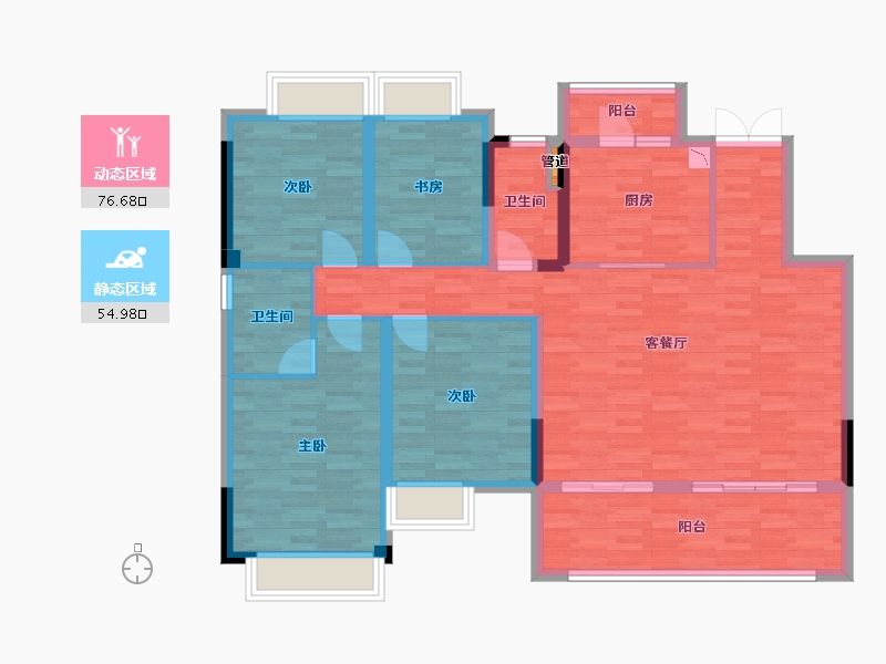 重庆-重庆市-雅居乐富春山居洋房1号楼（G3）,洋房3号楼套内123m²-118.78-户型库-动静分区