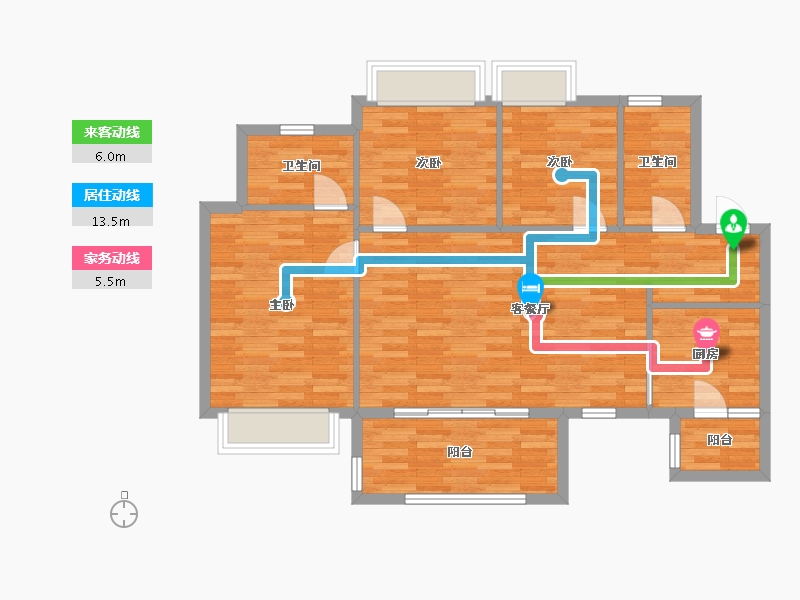 重庆-重庆市-雅居乐富春山居E1号楼,高层E3号楼套内93m²-92.18-户型库-动静线