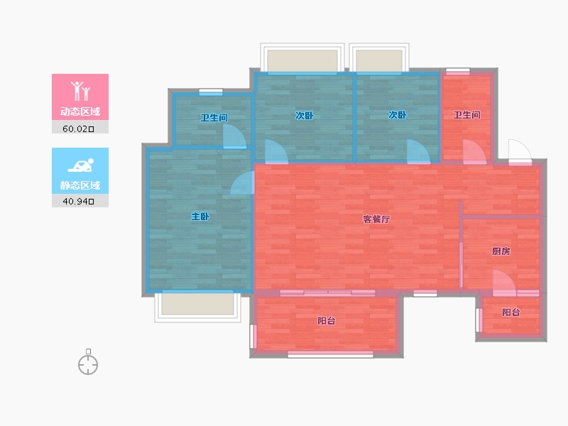 重庆-重庆市-雅居乐富春山居E1号楼,高层E3号楼套内93m²-92.18-户型库-动静分区