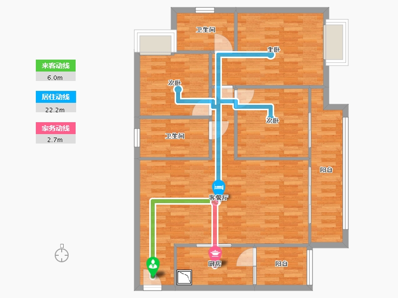 重庆-重庆市-中建滨江星城4号楼,5号楼,6号楼,7号楼套内92m2-89.03-户型库-动静线