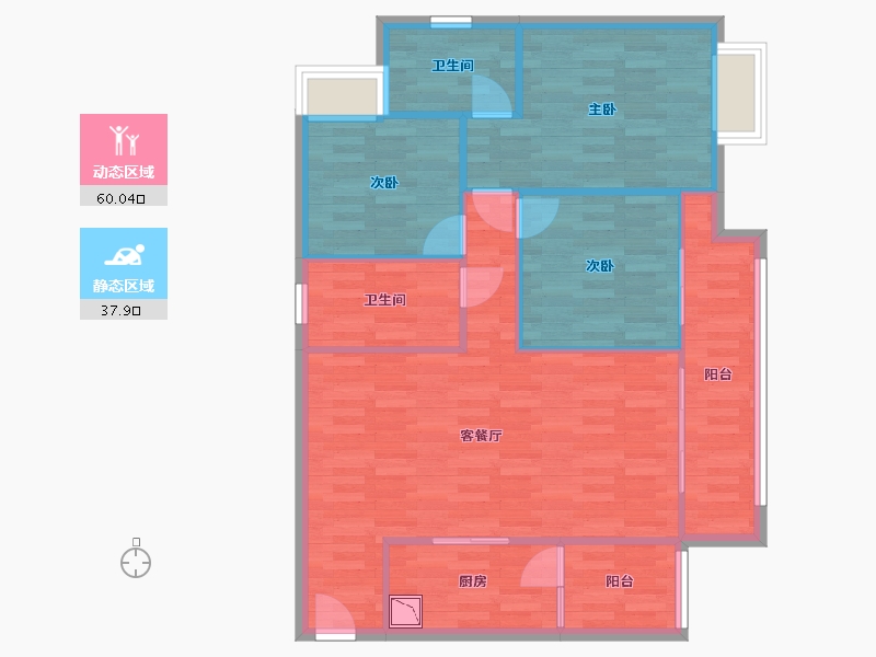 重庆-重庆市-中建滨江星城4号楼,5号楼,6号楼,7号楼套内92m2-89.03-户型库-动静分区