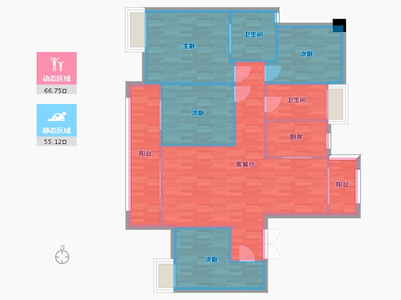 重庆-重庆市-招商雍江府小高层8号楼套内111m2-111.76-户型库-动静分区