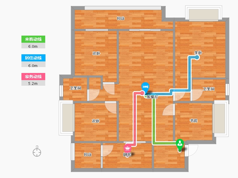 重庆-重庆市-中建滨江星城3号楼套内100m2-95.88-户型库-动静线