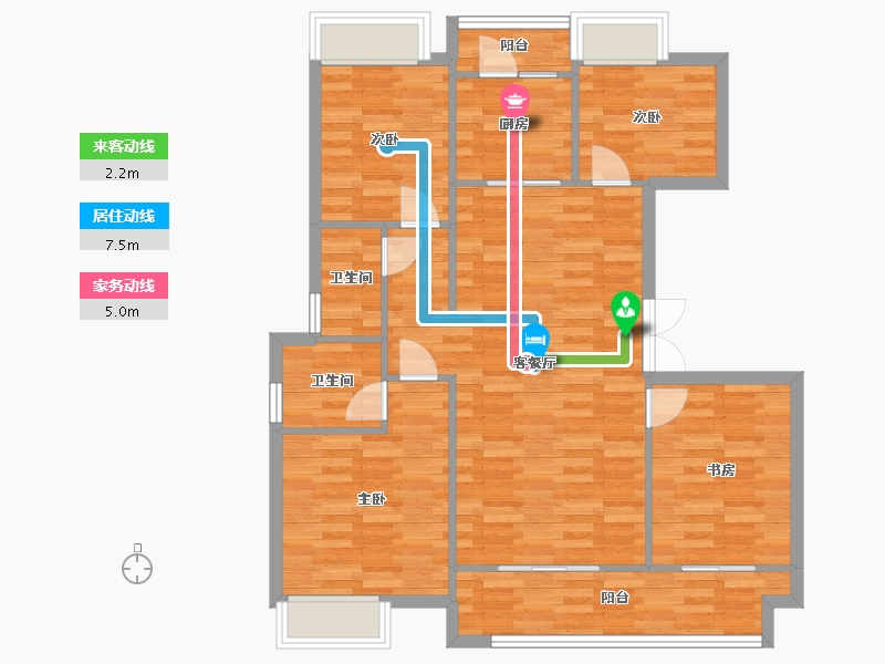 重庆-重庆市-中建滨江星城2期6号楼套内98m2-94.69-户型库-动静线