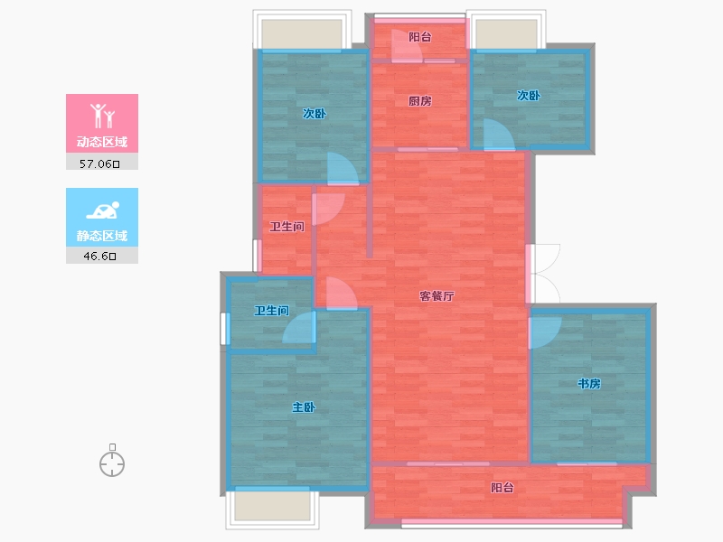 重庆-重庆市-中建滨江星城2期6号楼套内98m2-94.69-户型库-动静分区