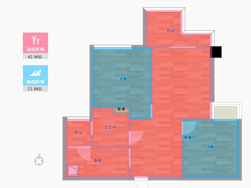 重庆-重庆市-云山晓高层28号楼,高层27号楼套内59m2-59.00-户型库-动静分区