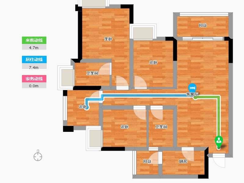 重庆-重庆市-招商雍江府套内86m2-78.92-户型库-动静线