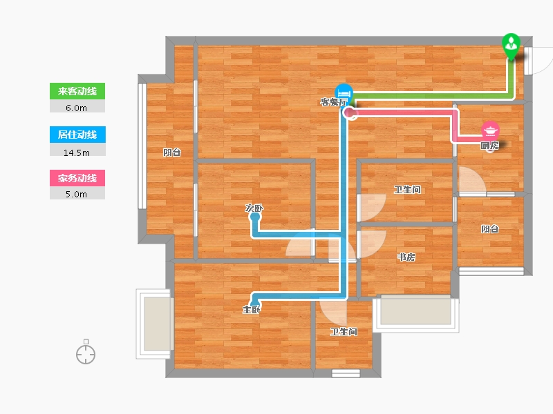 重庆-重庆市-中建滨江星城1期1号楼,2期2号楼,6号楼套内81m2-80.14-户型库-动静线