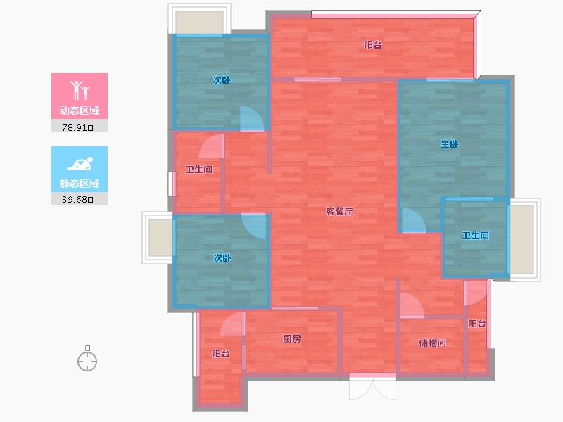 重庆-重庆市-招商雍江府套内116m2-108.72-户型库-动静分区