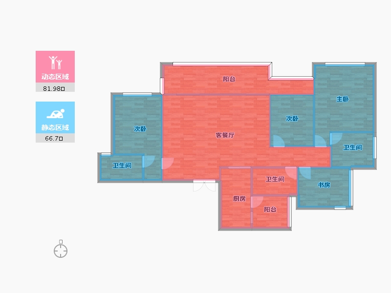 重庆-重庆市-中国铁建西派时代3号楼,1号楼,4号楼套内132m2-136.99-户型库-动静分区