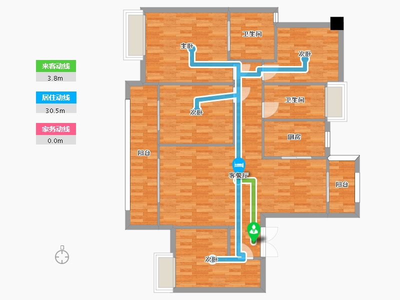 重庆-重庆市-招商雍江府小高层8号楼套内108m2-111.62-户型库-动静线