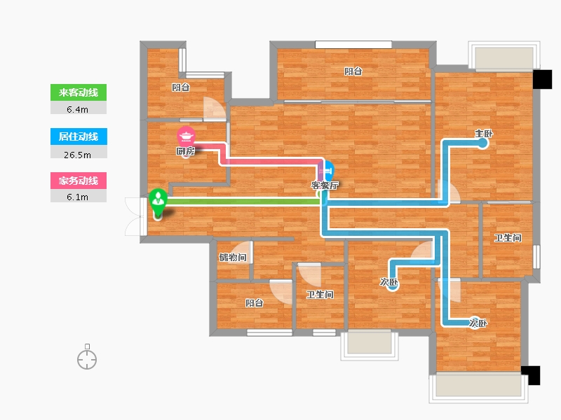 重庆-重庆市-招商雍江府套内113m2-112.15-户型库-动静线