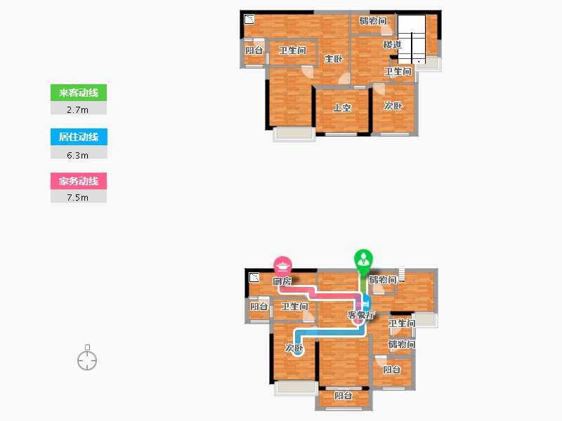 重庆-重庆市-恒大轨道时代3号楼套内154m²-165.39-户型库-动静线