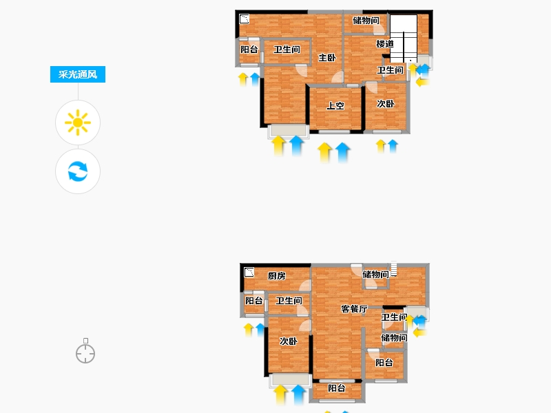 重庆-重庆市-恒大轨道时代3号楼套内154m²-165.39-户型库-采光通风