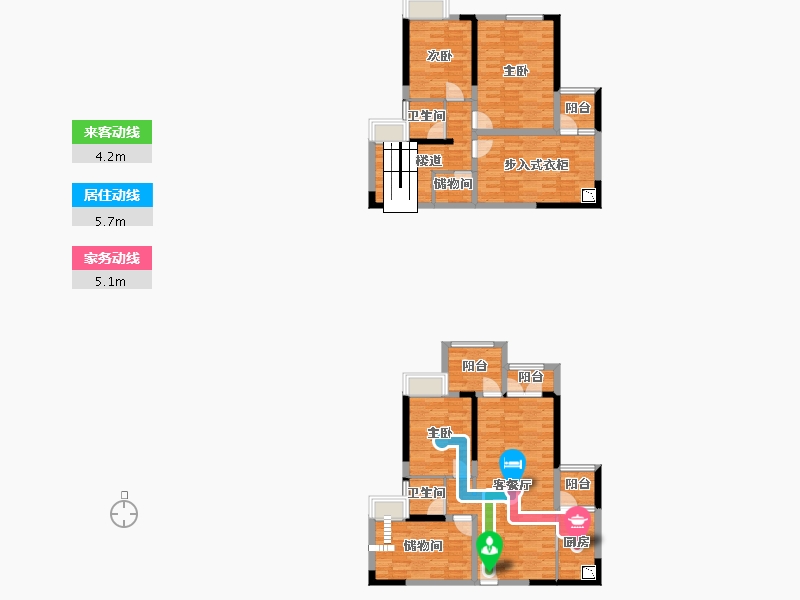 重庆-重庆市-恒大轨道时代2号楼,5号楼套内137m²-125.37-户型库-动静线