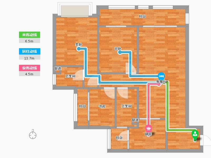 重庆-重庆市-恒大轨道时代1号楼,2号楼套内85m²-81.85-户型库-动静线