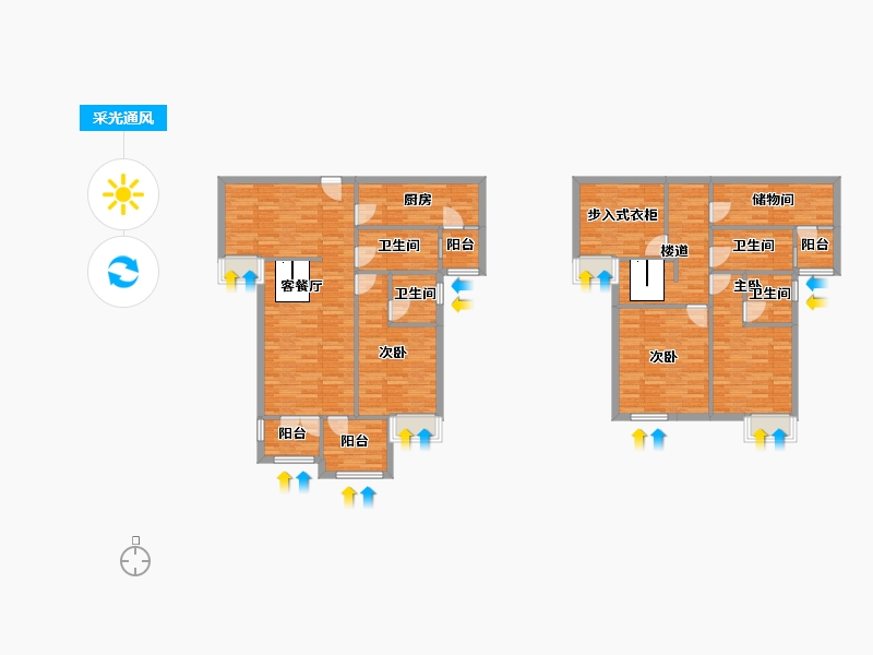 重庆-重庆市-恒大轨道时代4号楼,5号楼套内147m²-136.86-户型库-采光通风