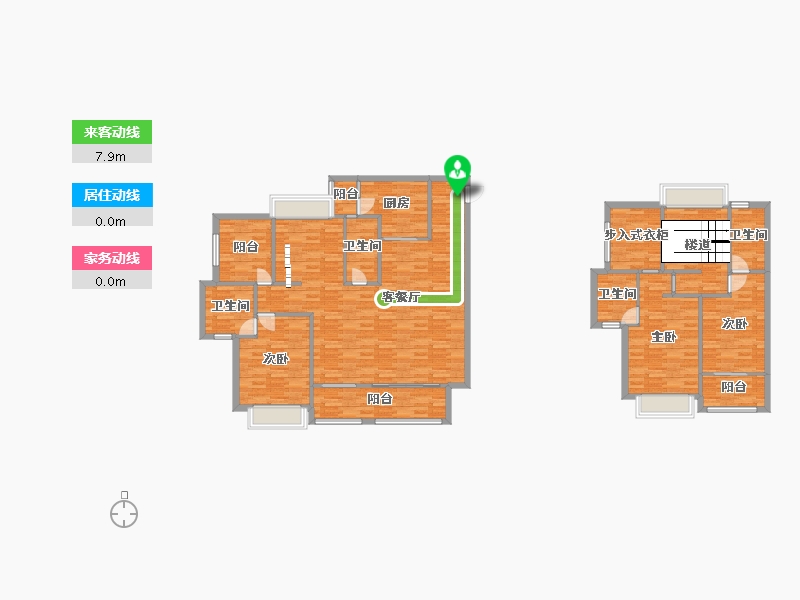 重庆-重庆市-恒大轨道时代2号楼,3号楼套内163m²-156.50-户型库-动静线