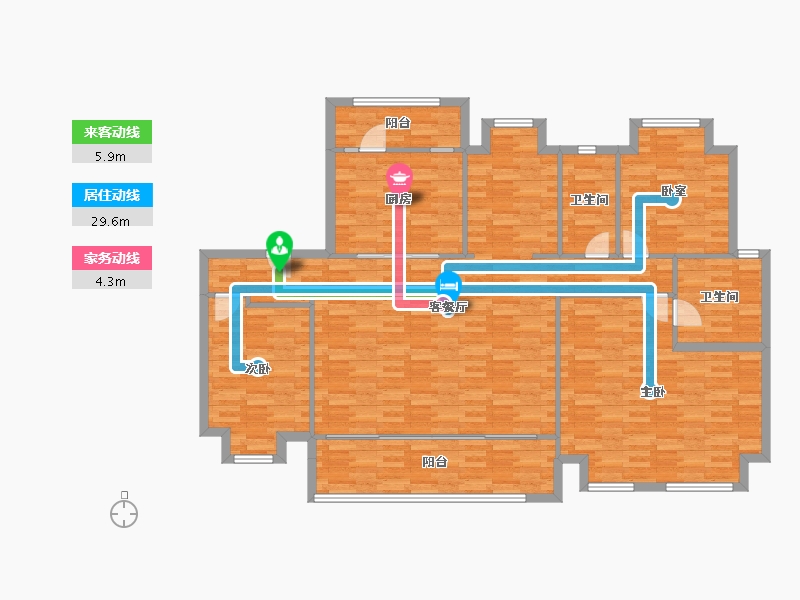 重庆-重庆市-财信融创九阙府11号楼套内148m²-146.79-户型库-动静线