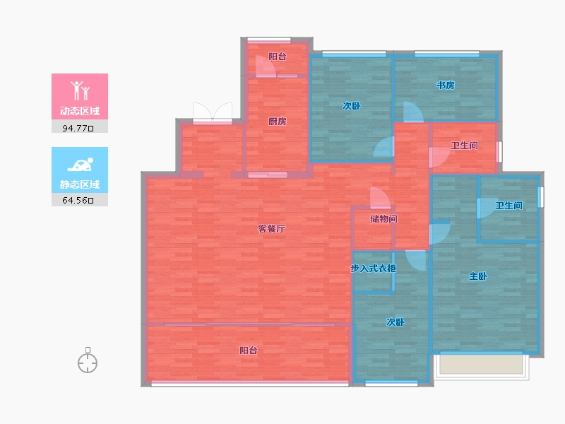 重庆-重庆市-荣安柳岸潮鸣2号楼,5号楼,6号楼套内147m²-147.01-户型库-动静分区