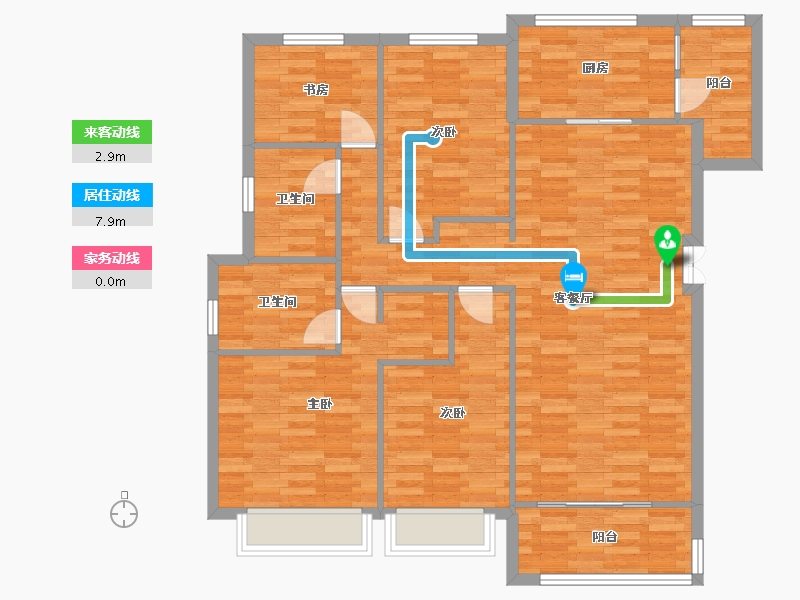 重庆-重庆市-荣安柳岸潮鸣2号楼,4号楼,5号楼,6号楼,9号楼套内121m²-115.57-户型库-动静线