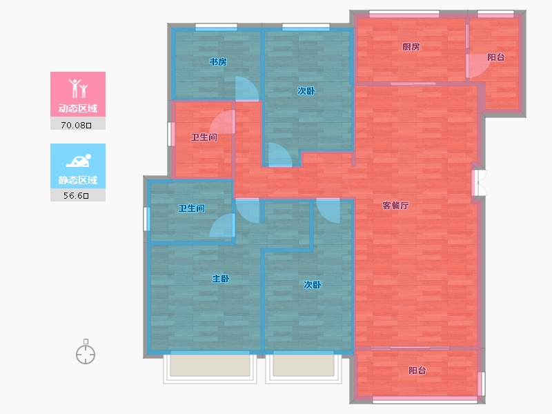 重庆-重庆市-荣安柳岸潮鸣2号楼,4号楼,5号楼,6号楼,9号楼套内121m²-115.57-户型库-动静分区